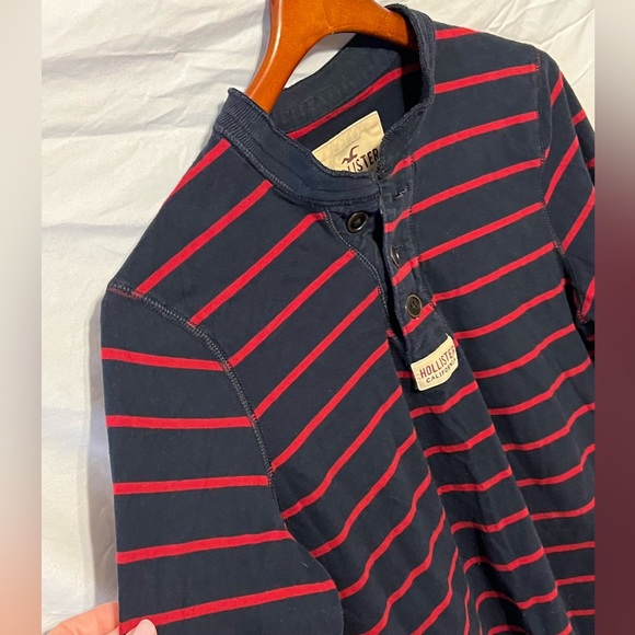 SOLD! L y2k Hollister California Logo Spellout Striped rugby Shirt - Picture 10 of 10